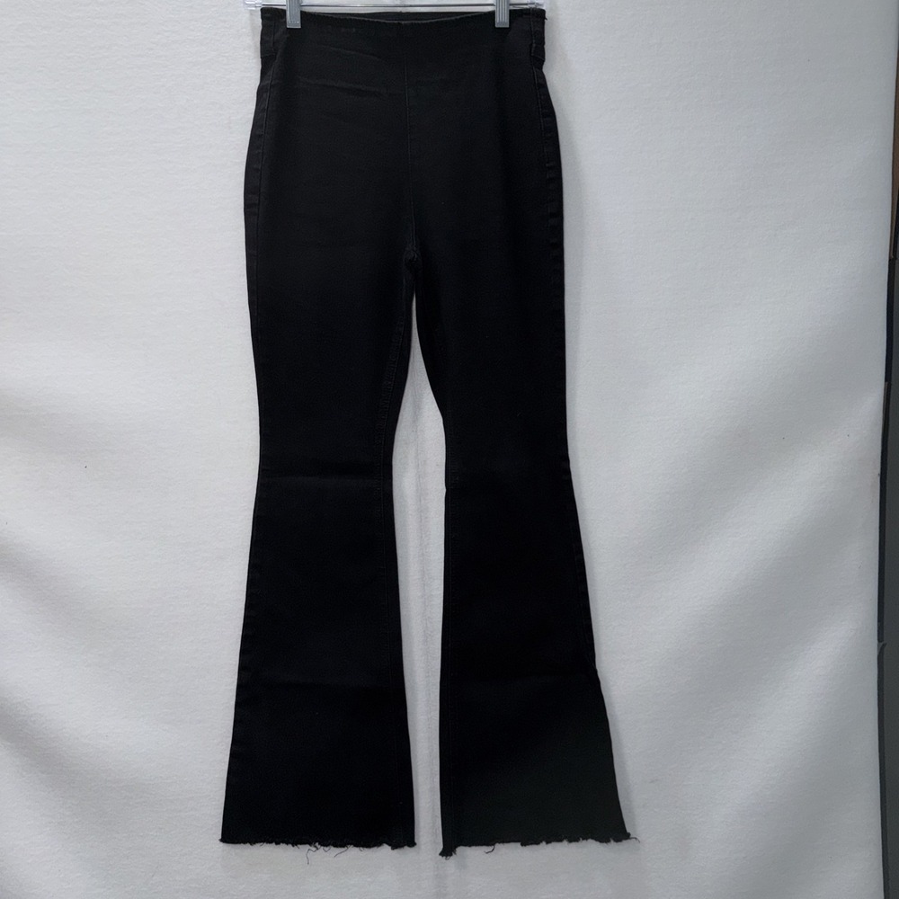 Tinseltown Black Pullon Distressed Frayed Hems Flare Leg Jeans Size 3 Wide Y2K